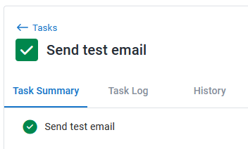 Send test email task verifying the SMTP configuration